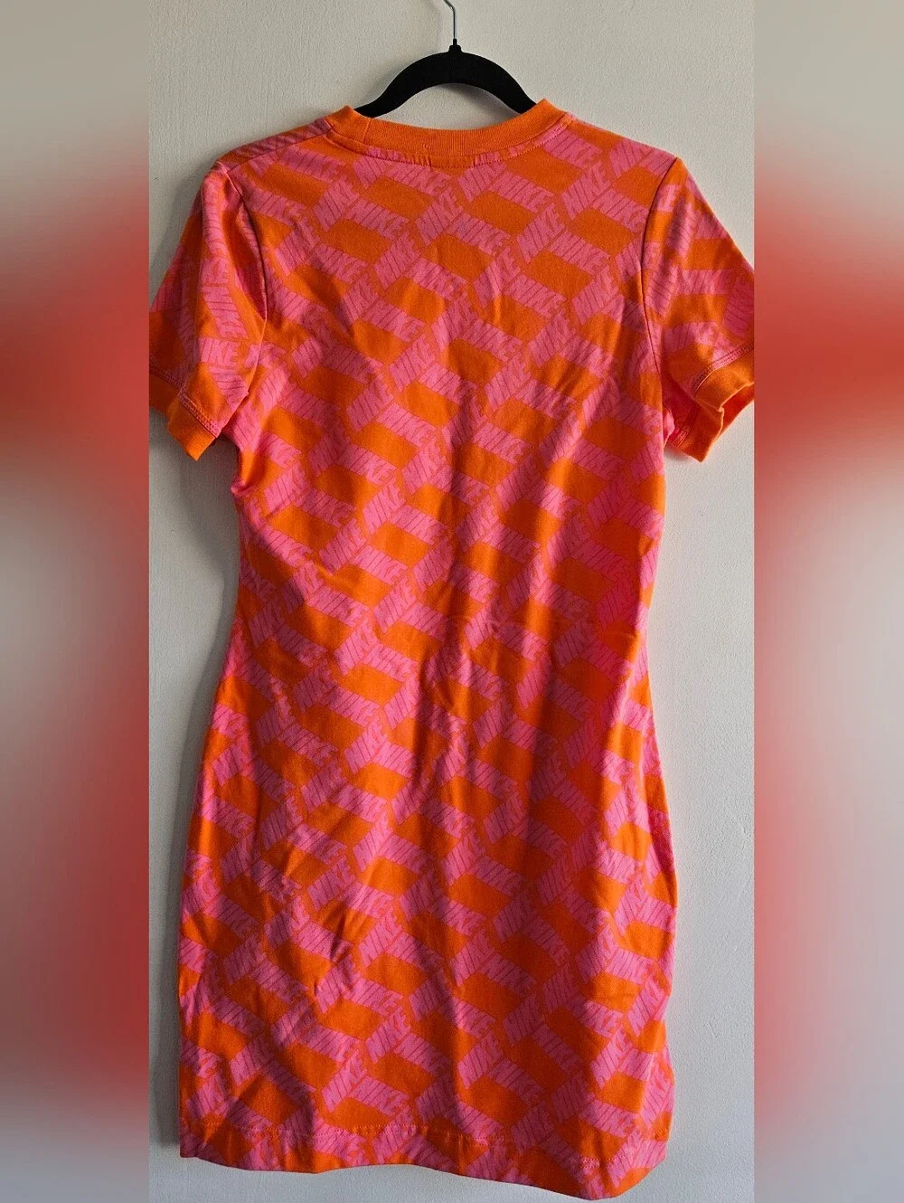 Nike Women's Orange Dress with Pink All-Over Logo